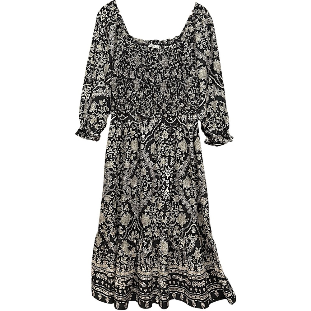 The Pioneer Woman Black and Cream Long Sleeve Dress